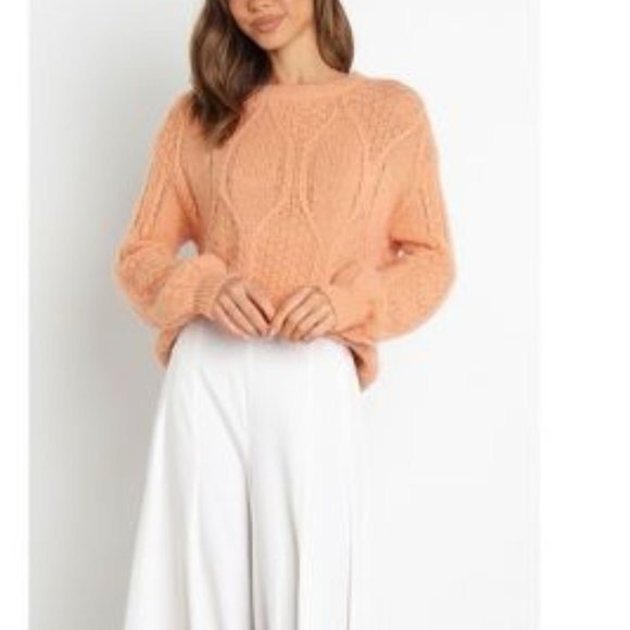 Petal & Pup Sweaters - Petal & Pup Maripa Knot Textured Knit Sweater – Peach – Size Small